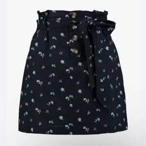 🆕 American Eagle Blue Floral Paper-Bag Women’s Mini Skirt Size Small